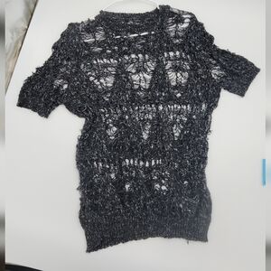 ROMWE Charcoal Open-Knit Sweater